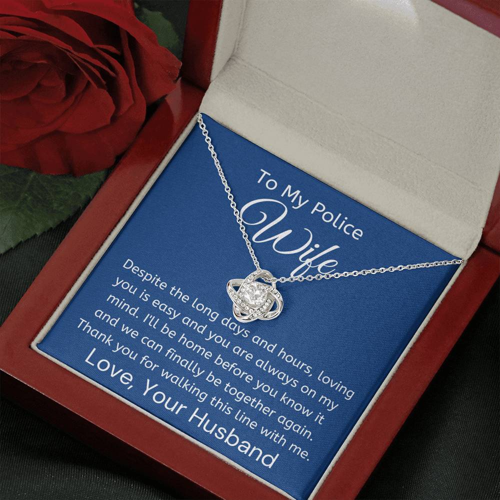To My Police Wife, Pendant Necklace, Message Card Gift Box