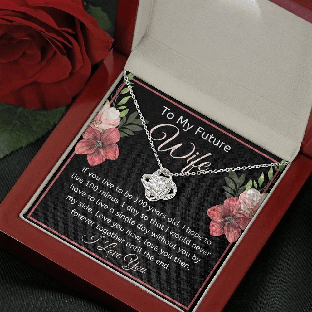 Gift for Future Wife from Boyfriend, 14k White Gold over Stainless Steel Pendant Necklace, Jewelry for Fiancée Christmas Anniversary Gifts with Message Card & Gift Box