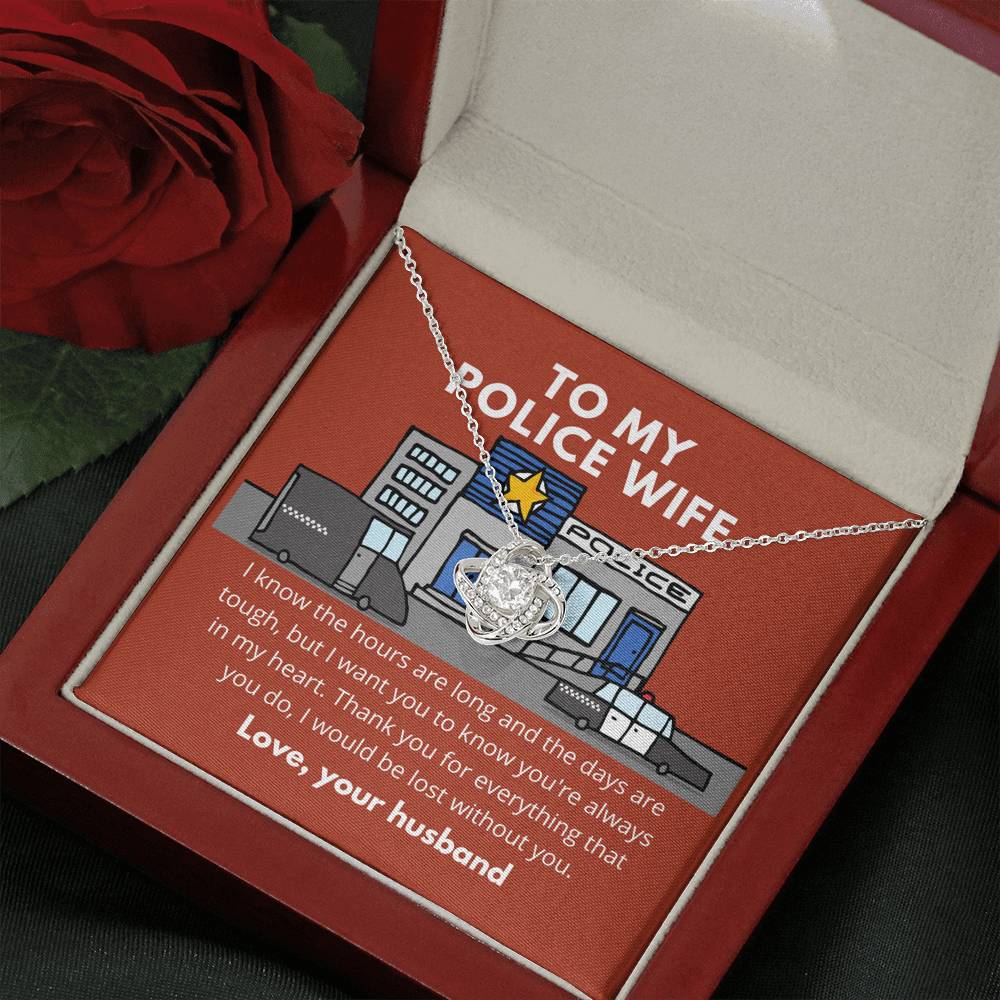 Police Wife Pendant Necklace Jewelry, Message Card, Gift for Wife