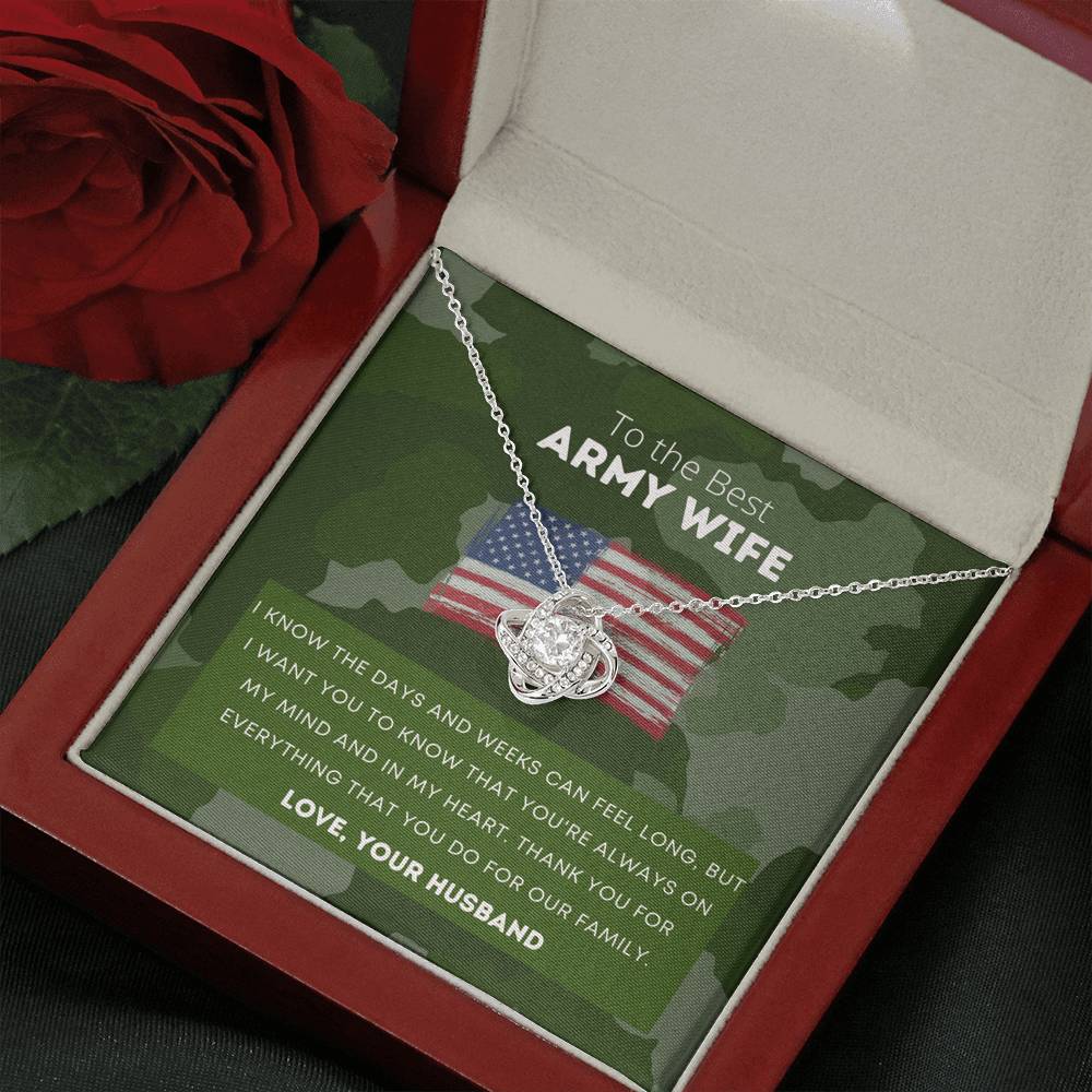 Army Wife, Long Distance Deployment Gift, Pendant Necklace Jewelry Message Card, Gift from Husband