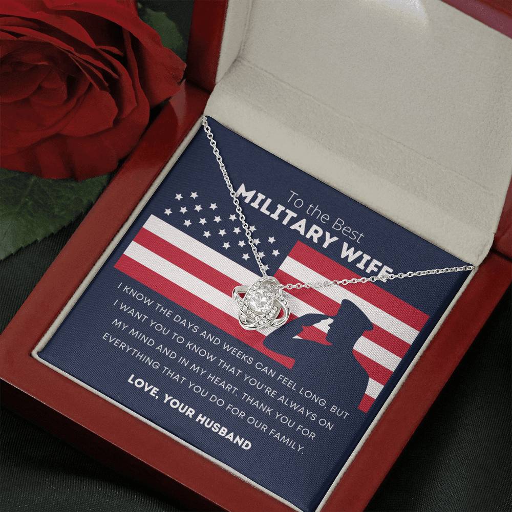 Military Wife Pendant Necklace Jewelry, Message Card Gift from Husband to Wife