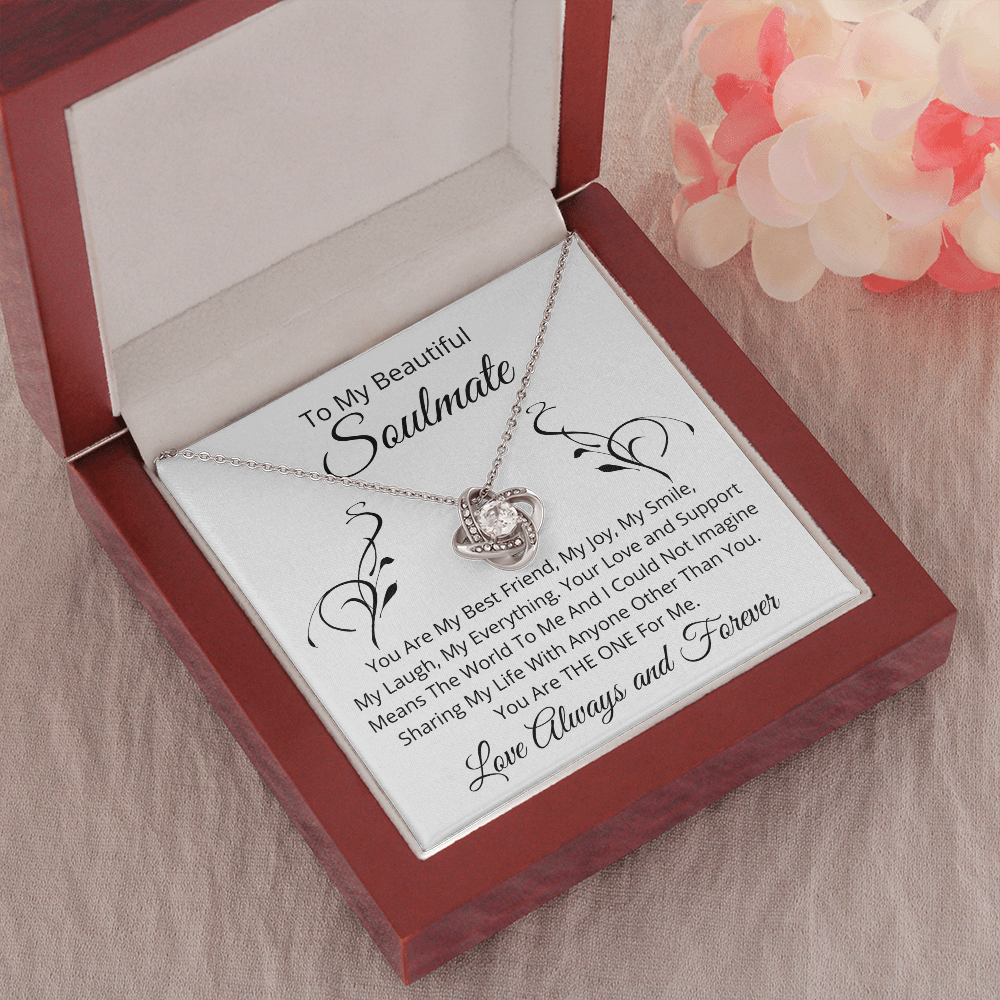 To My Beautiful Soulmate - Pendant Necklace with Message Card Gift
