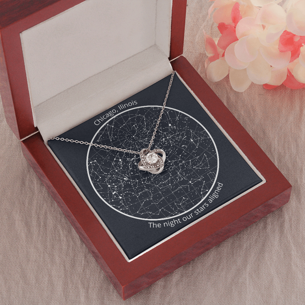 Personalized Celestial Night Sky Star Map and Pendant Necklace Gift Set