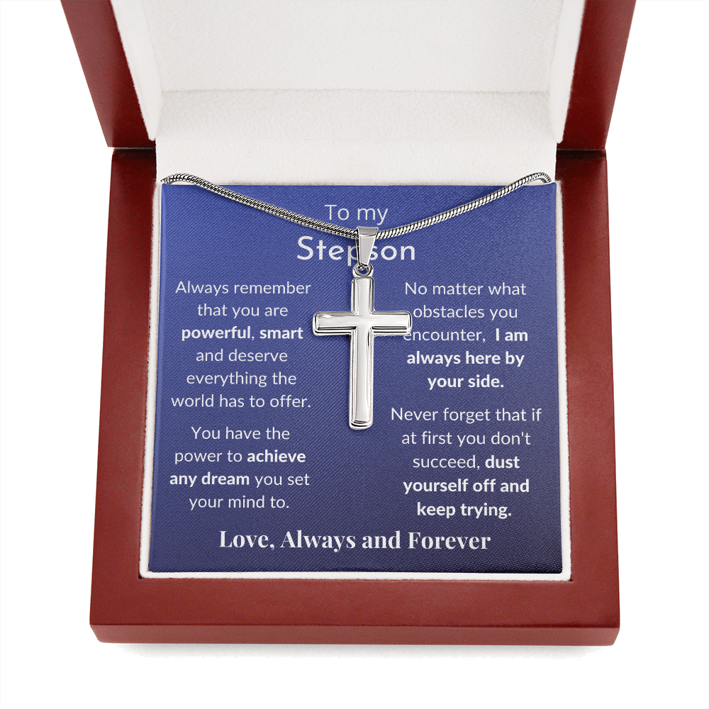 Personalized Gift for Stepson, Gift from Stepmother, Gift from Stepfather, Cross for Stepson, Birthday Gift, Custom Message