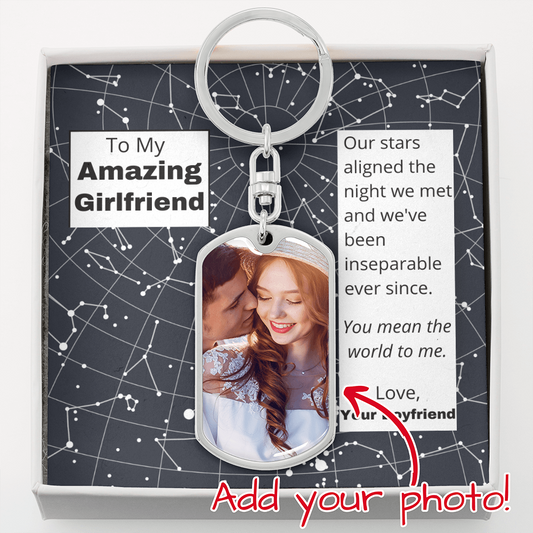 Personalized Night Sky Keychain with Message Card for Girlfriend