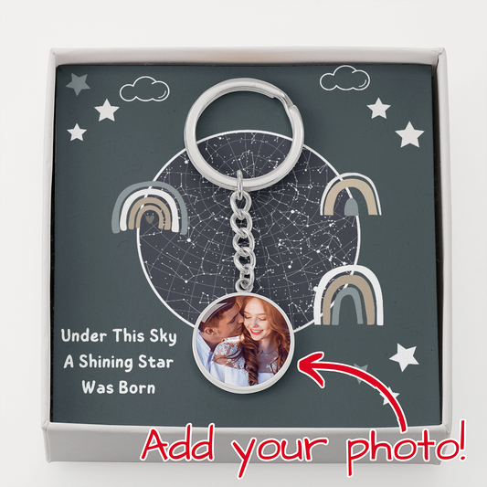 Celestial Night Sky Circle Pendant Keychain - Mother's Day Gift
