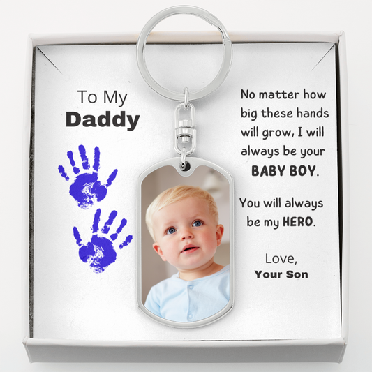 To My Daddy, Buyer Upload Photo Keychain, Father's Day Gift