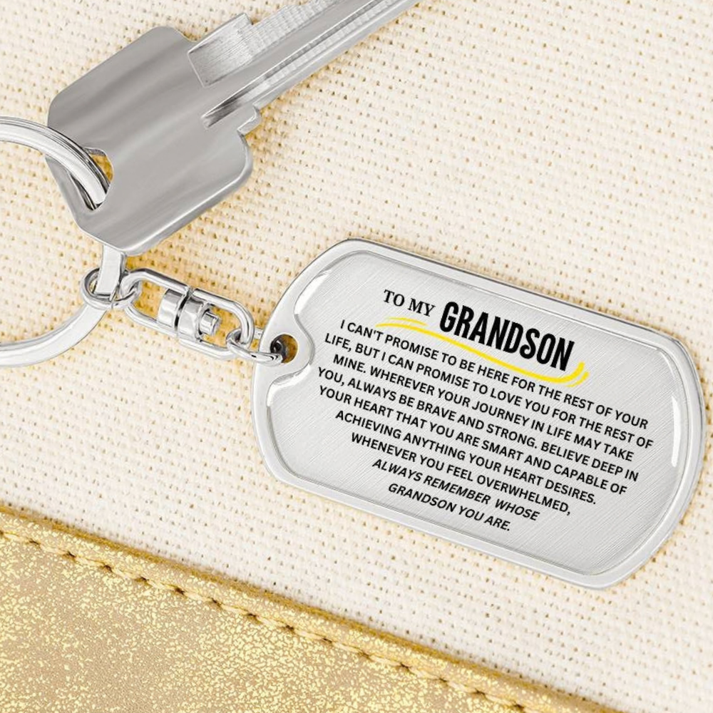 To My Grandson Personalized Keepsake Keychain