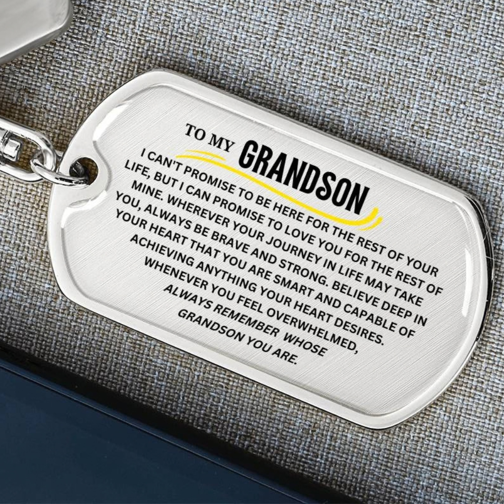 To My Grandson Personalized Keepsake Keychain