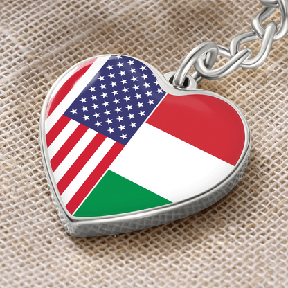 2 Flag Custom Heart Shaped Keychain