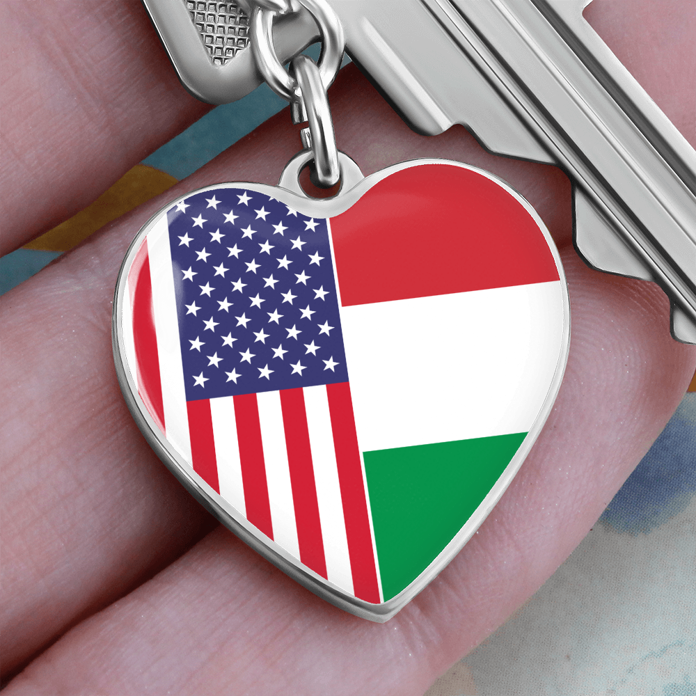 2 Flag Custom Heart Shaped Keychain