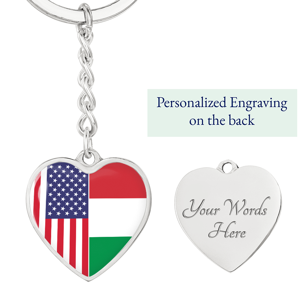 2 Flag Custom Heart Shaped Keychain