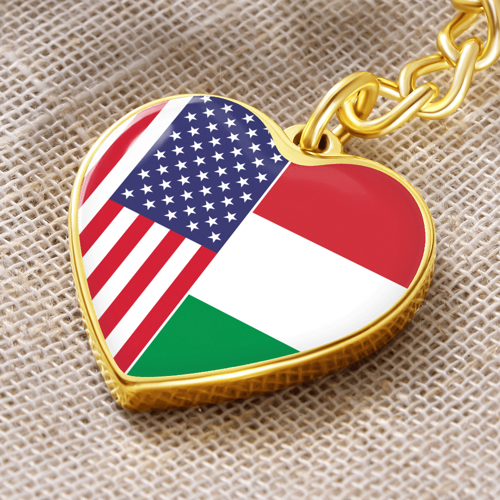 2 Flag Custom Heart Shaped Keychain