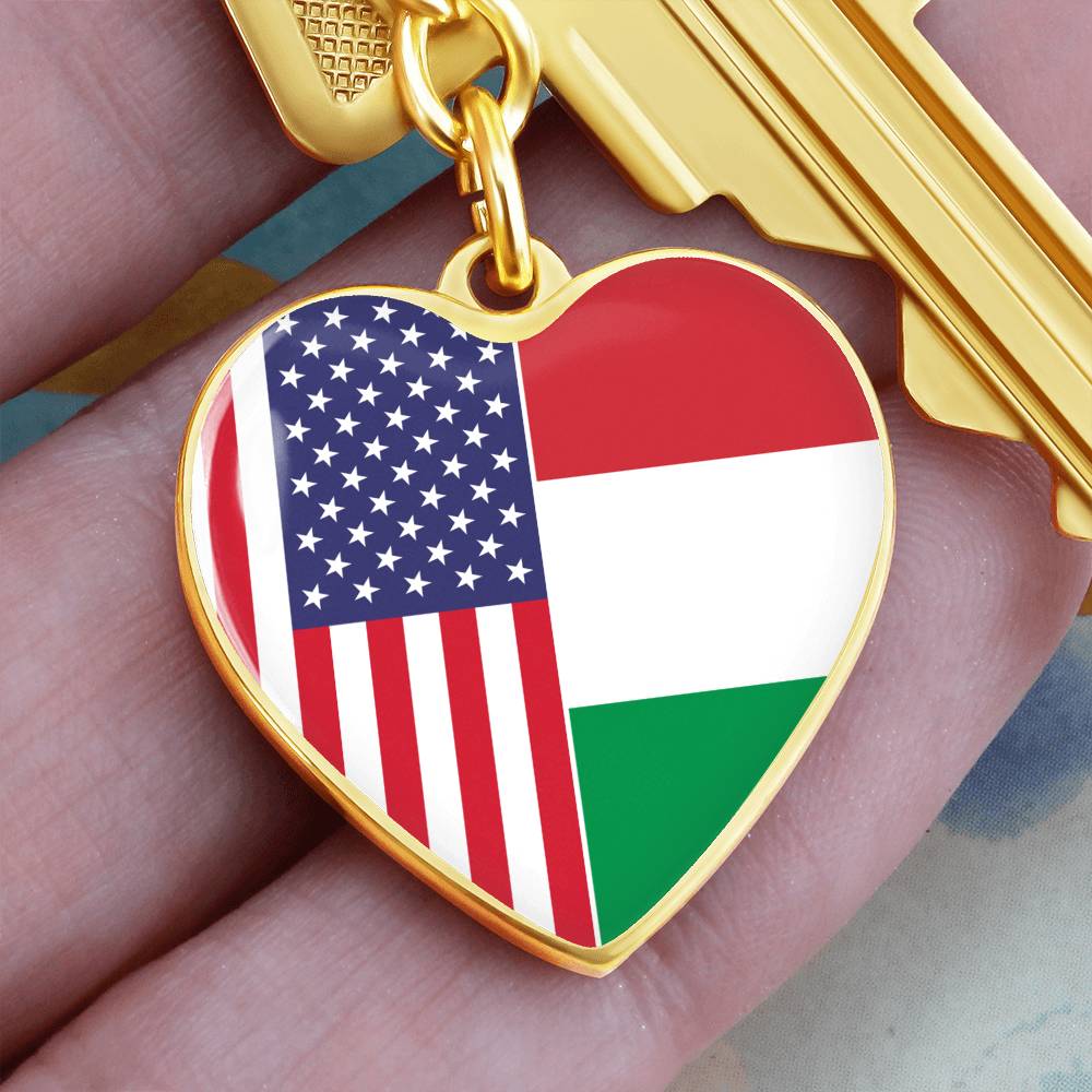 2 Flag Custom Heart Shaped Keychain