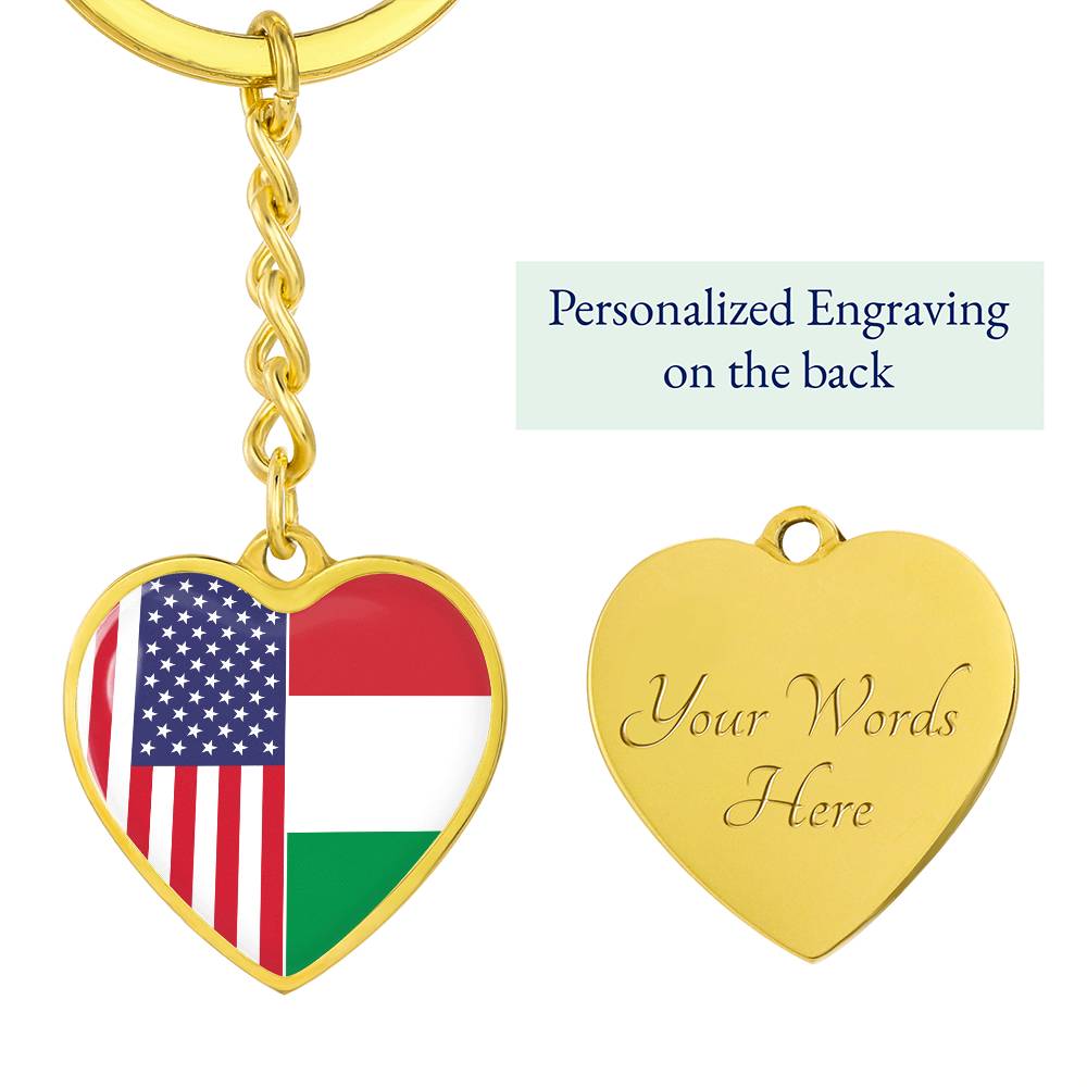 2 Flag Custom Heart Shaped Keychain