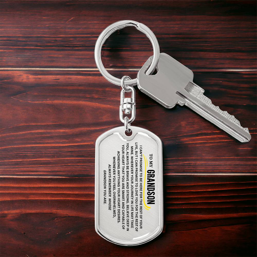 To My Grandson Keychain, Gift For Grandson from Grandma Grandpa, Dog Tag Keychain for Birthday Graduation Holiday Christmas, Special 1