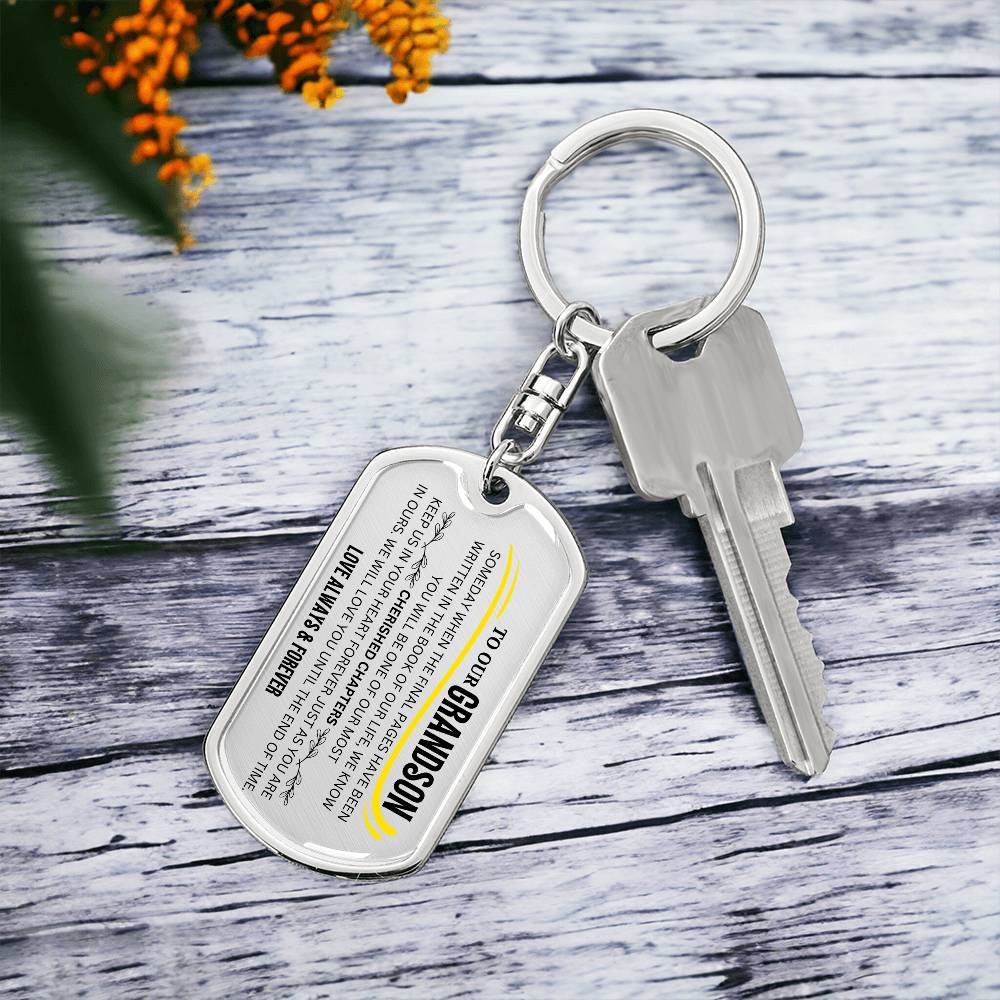 To Our Grandson Cherished Chapter Keychain