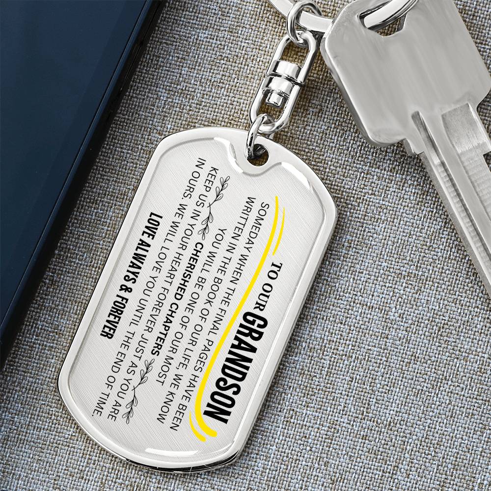 To Our Grandson Cherished Chapter Keychain
