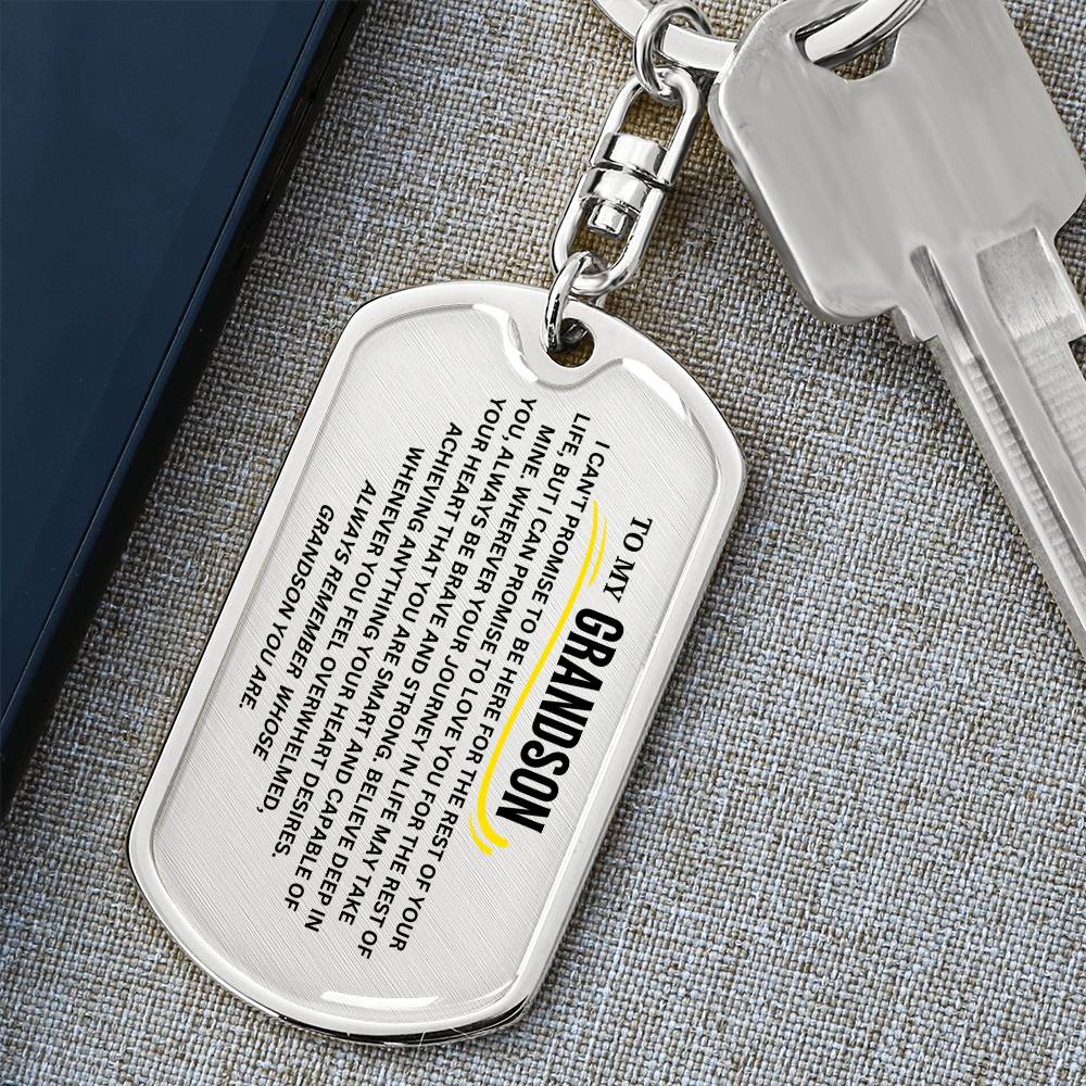 To My Grandson Keychain, Gift For Grandson from Grandma Grandpa, Dog Tag Keychain for Birthday Graduation Holiday Christmas, Special 1