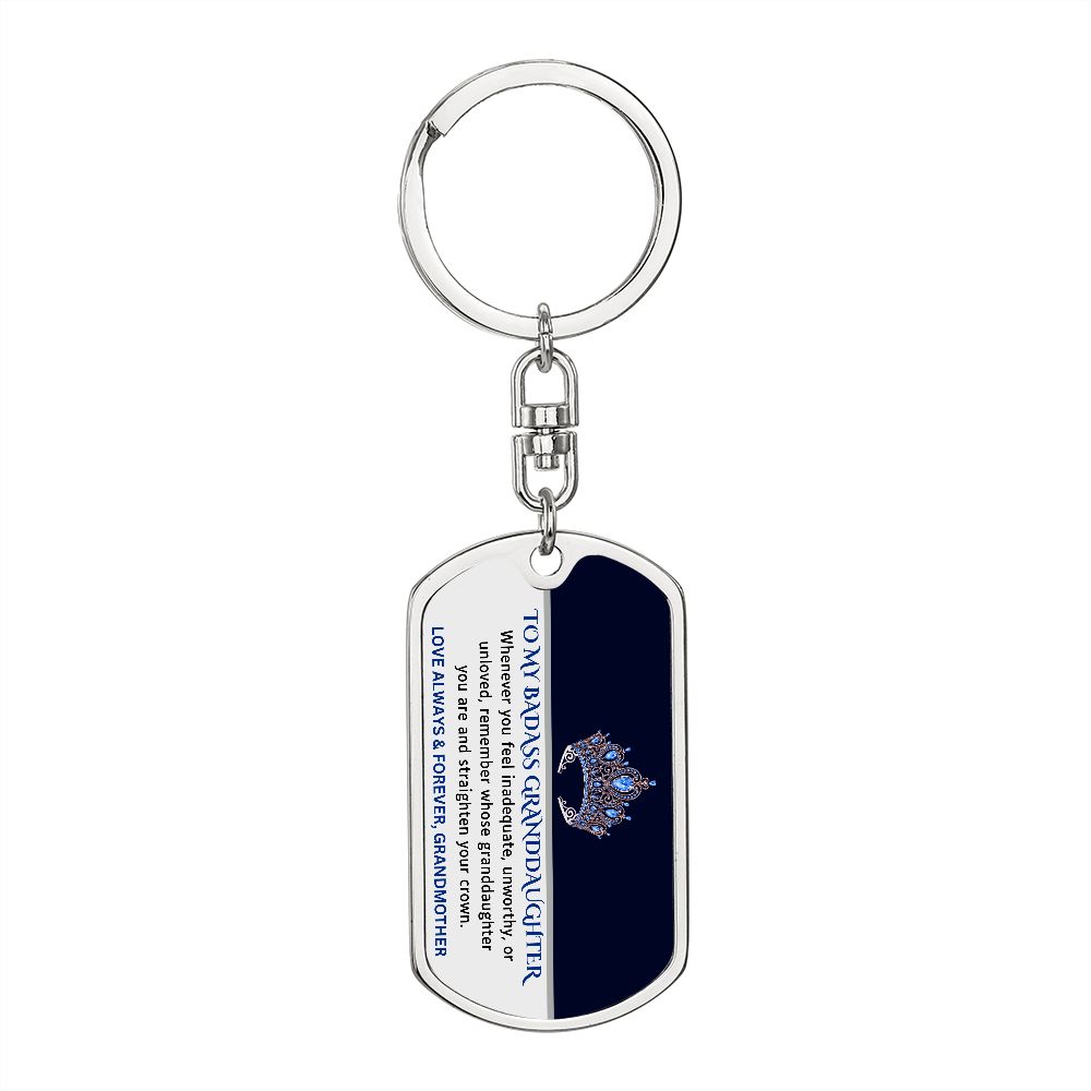 To My Badass Granddaugher Keychain, Love Grandmother