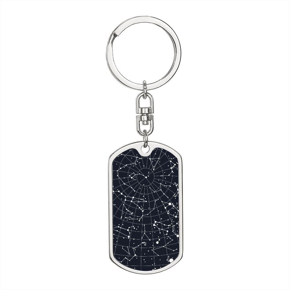 Celestial Night Sky Dog Tag Keychain Hoboken