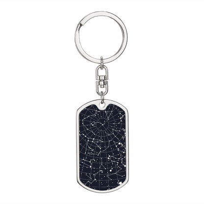 Celestial Night Sky Dog Tag Keychain Hoboken
