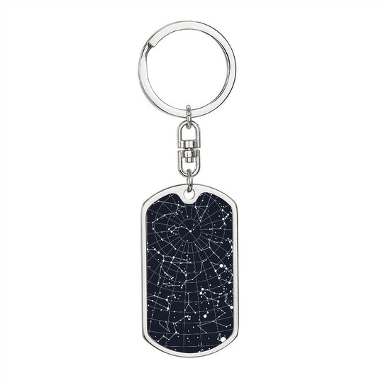 Celestial Night Sky Dog Tag Keychain Hoboken