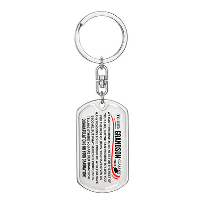 To Our Grandson Class of 2024 Dog Tag Keychain