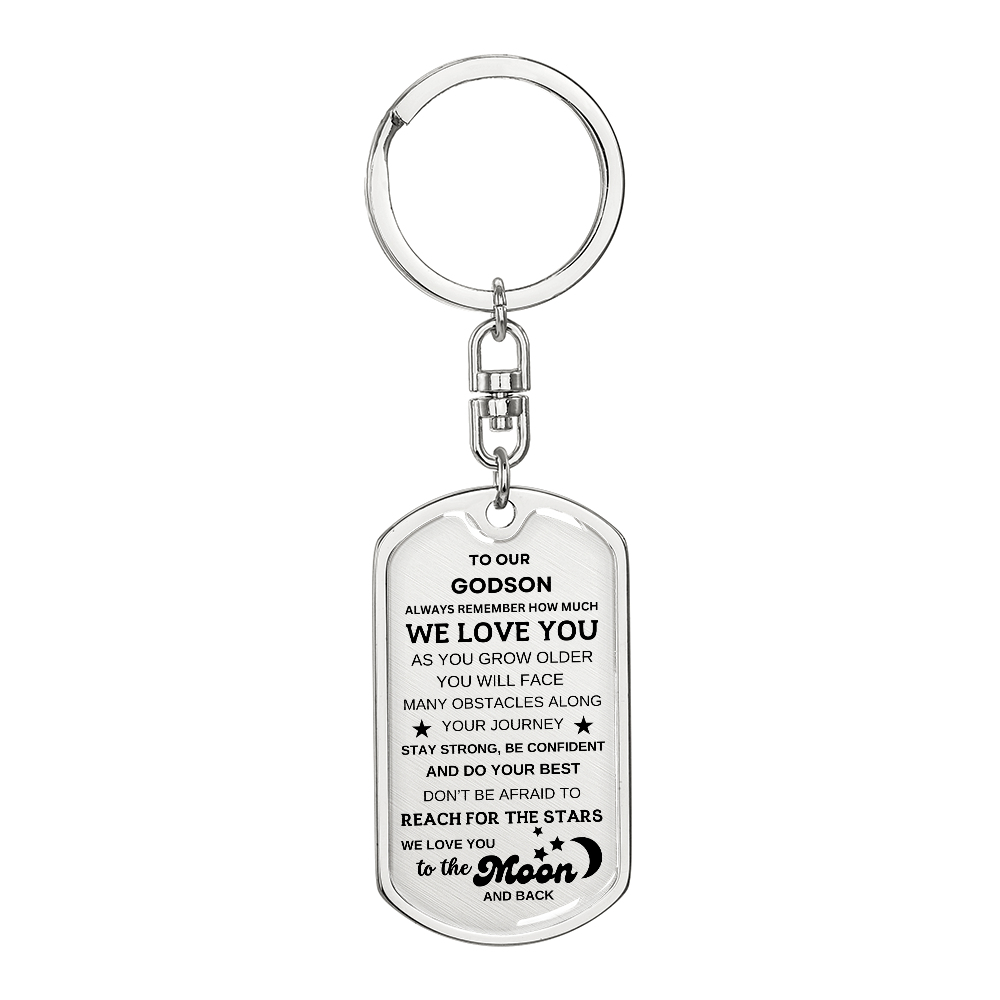 To Our Godson Keychain, From Godparents, Love you to the Moon and Back
