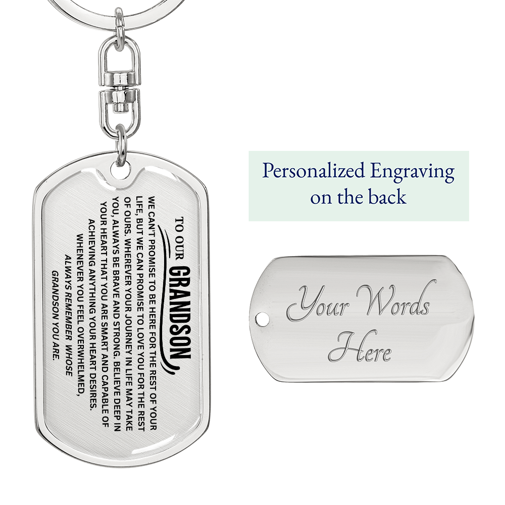 To Our Grandson Keychain, Remember Whose Grandson You Are