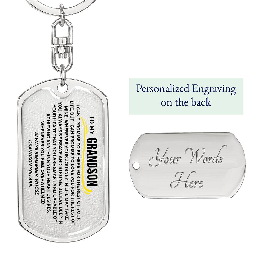 To My Grandson Keychain, Gift For Grandson from Grandma Grandpa, Dog Tag Keychain for Birthday Graduation Holiday Christmas, Special 1