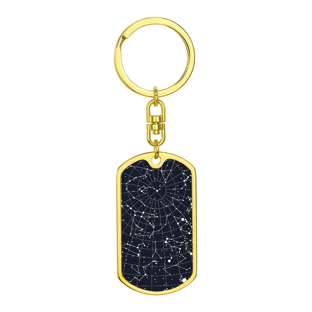 Celestial Night Sky Dog Tag Keychain Hoboken