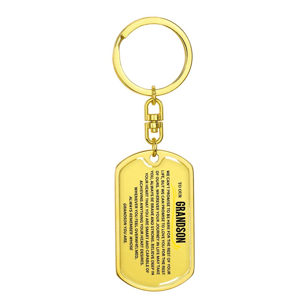 To Our Grandson Dog Tag Keychain From Grandma and Grandpa