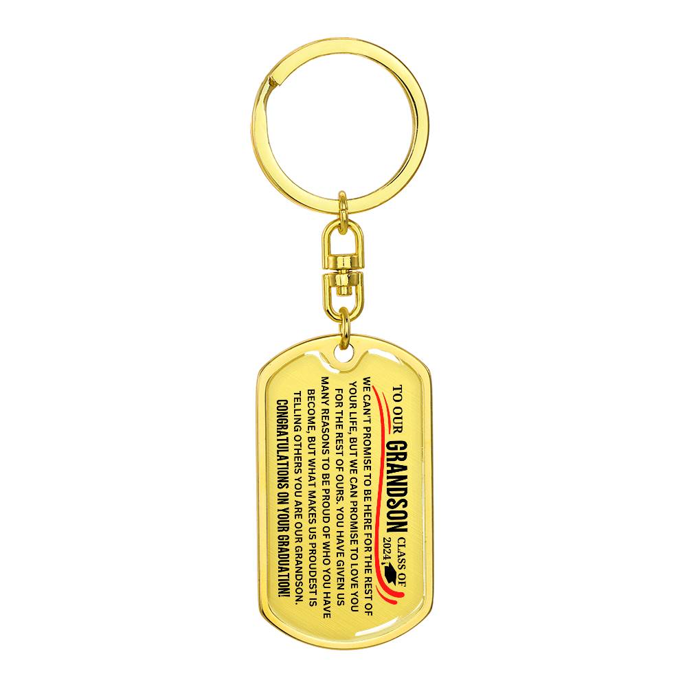 To Our Grandson Class of 2024 Dog Tag Keychain
