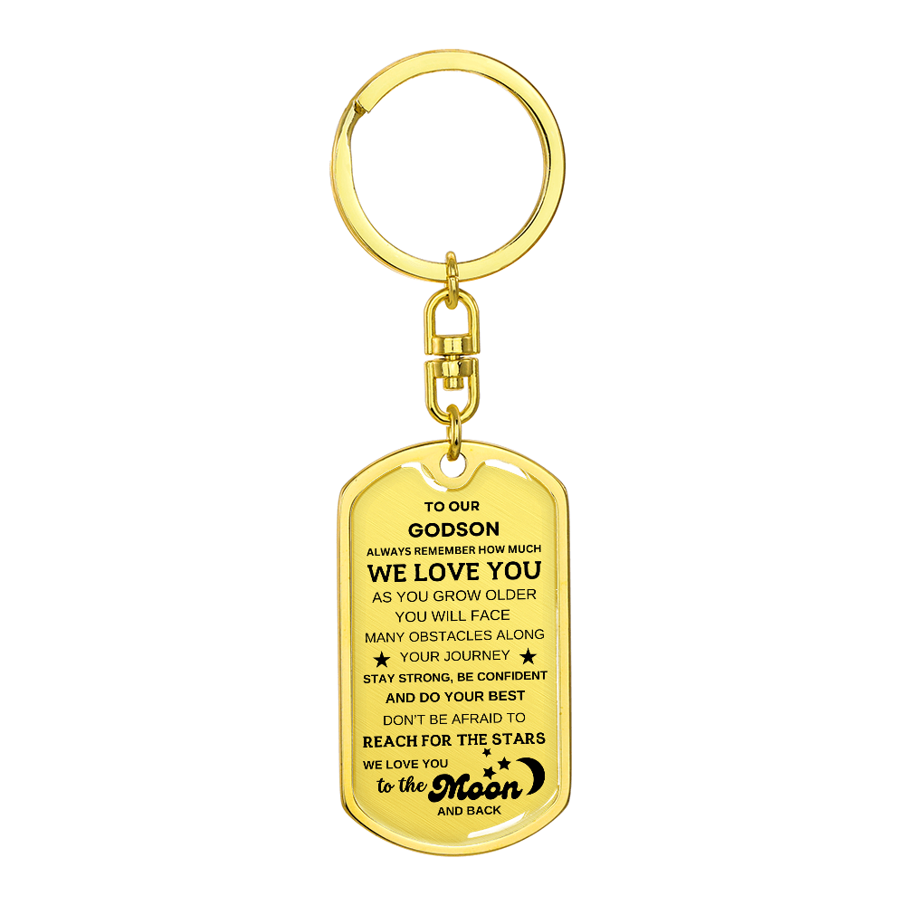 To Our Godson Keychain, From Godparents, Love you to the Moon and Back