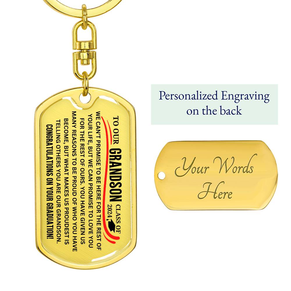 To Our Grandson Class of 2024 Dog Tag Keychain