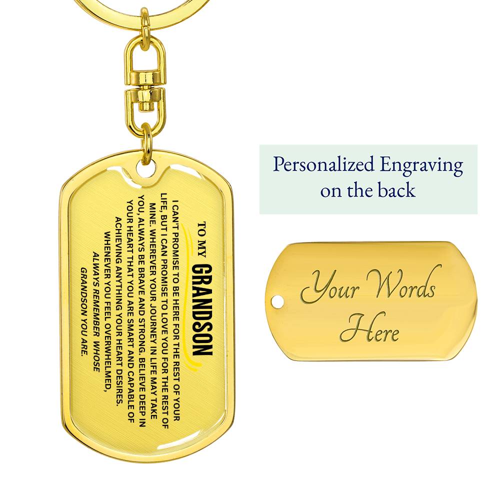 To My Grandson Keychain, Gift For Grandson from Grandma Grandpa, Dog Tag Keychain for Birthday Graduation Holiday Christmas, Special 1