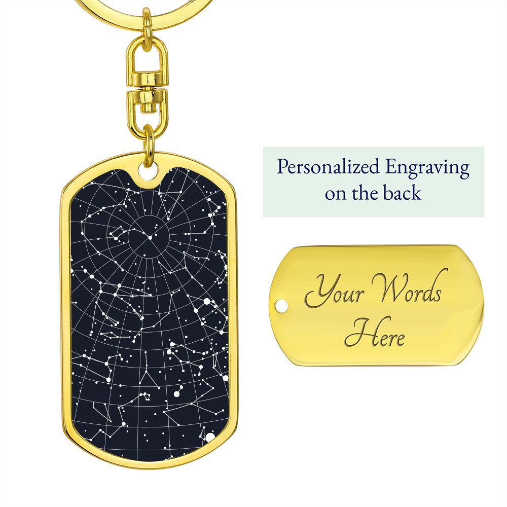 Celestial Night Sky Dog Tag Keychain Hoboken