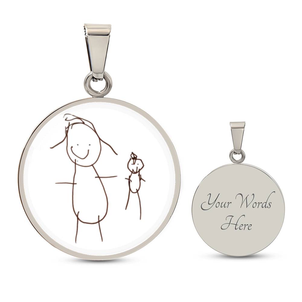 Stick Figure Circle Pendant Necklace