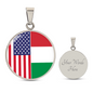 2 Flag Custom Circle Pendant Necklace