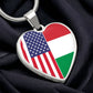 2 Flag Custom Heart Shaped Pendant Necklace
