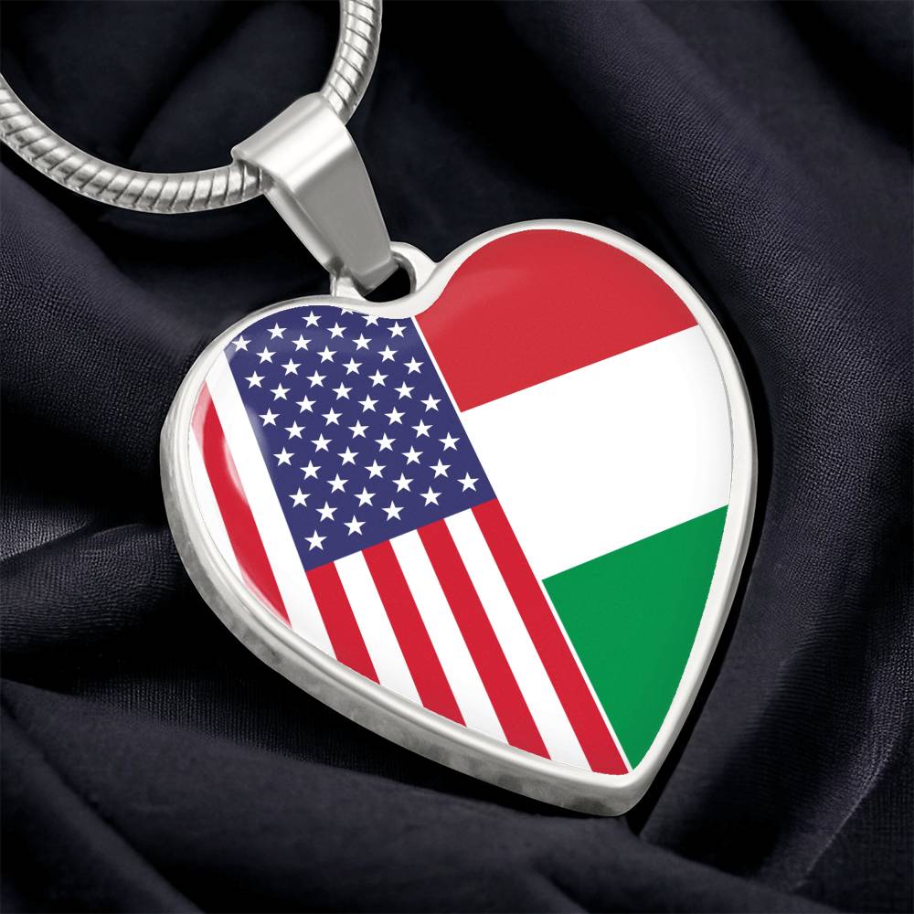 2 Flag Custom Heart Shaped Pendant Necklace