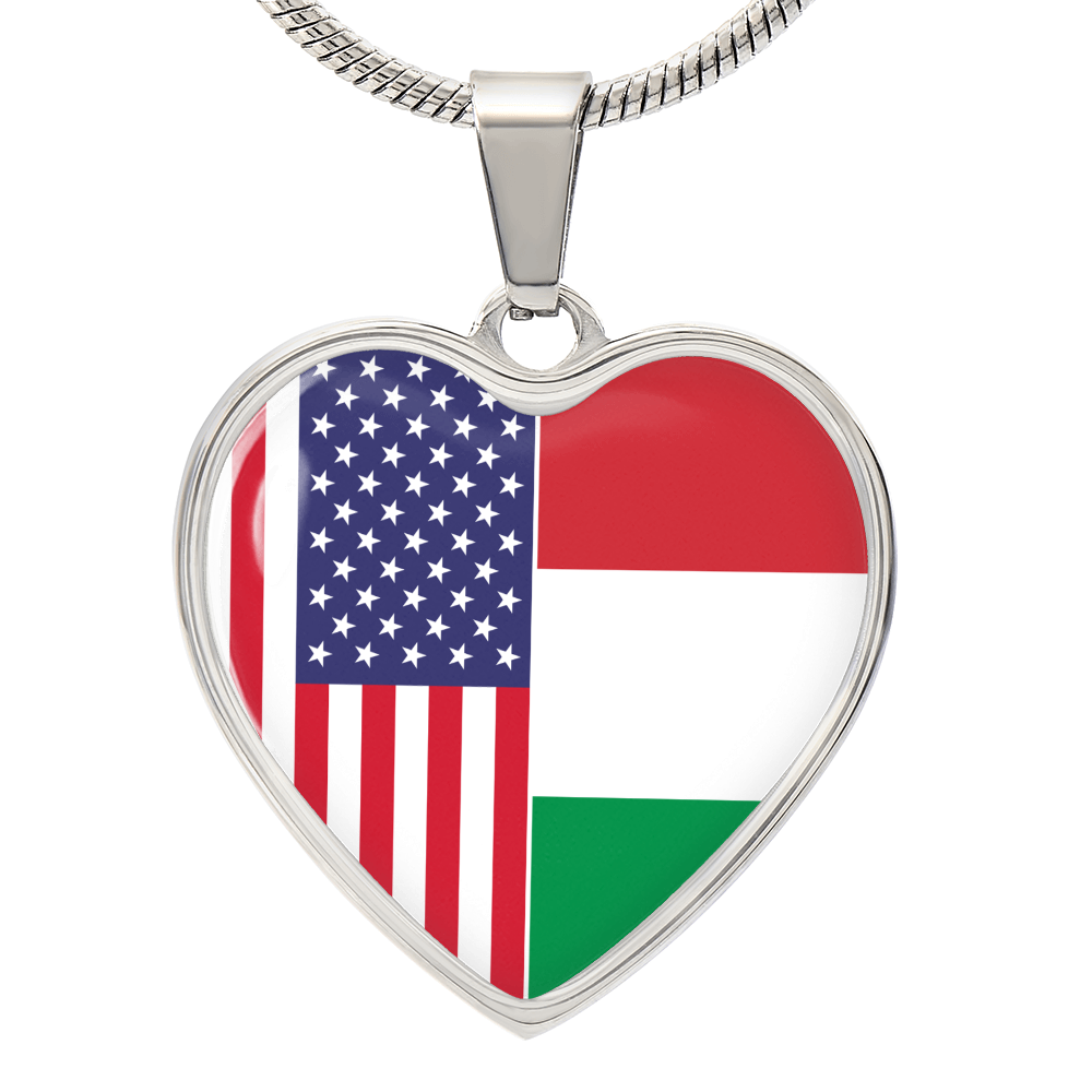 2 Flag Custom Heart Shaped Pendant Necklace