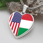 2 Flag Custom Heart Shaped Pendant Necklace