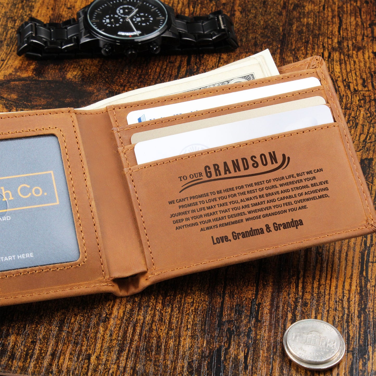 To Our Grandson Leather Wallet