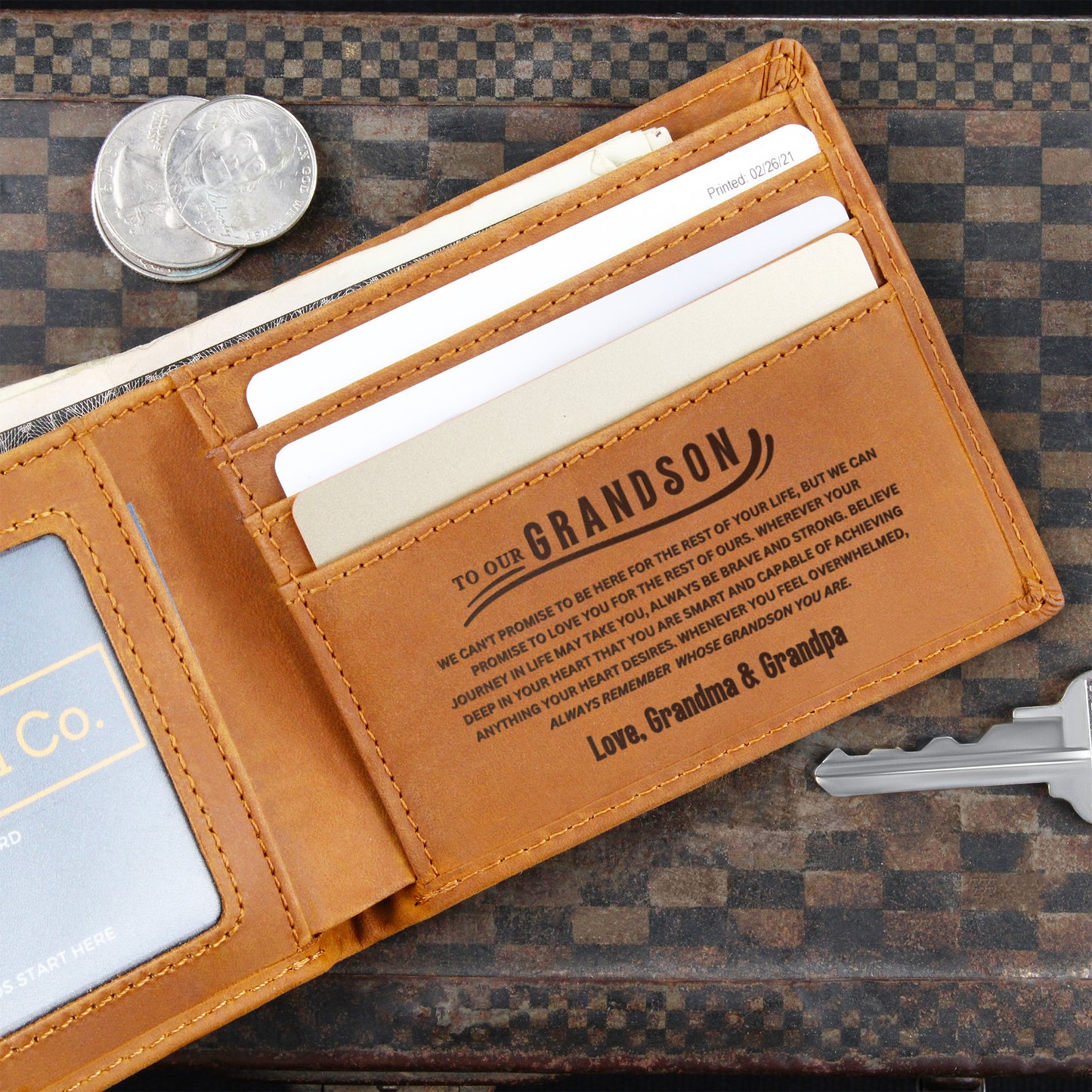 To Our Grandson Leather Wallet