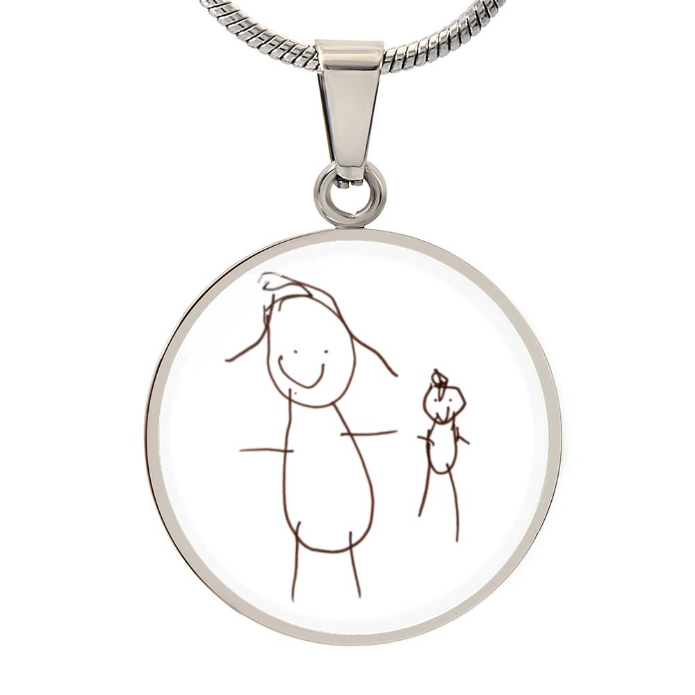 Stick Figure Circle Pendant Necklace