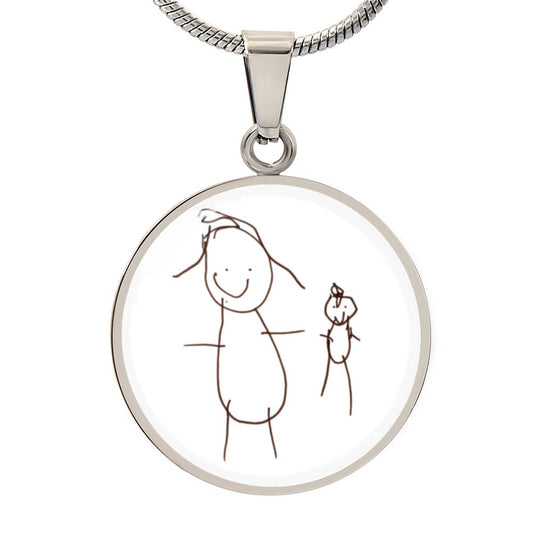 Stick Figure Circle Pendant Necklace