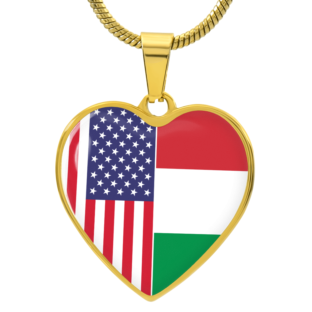 2 Flag Custom Heart Shaped Pendant Necklace