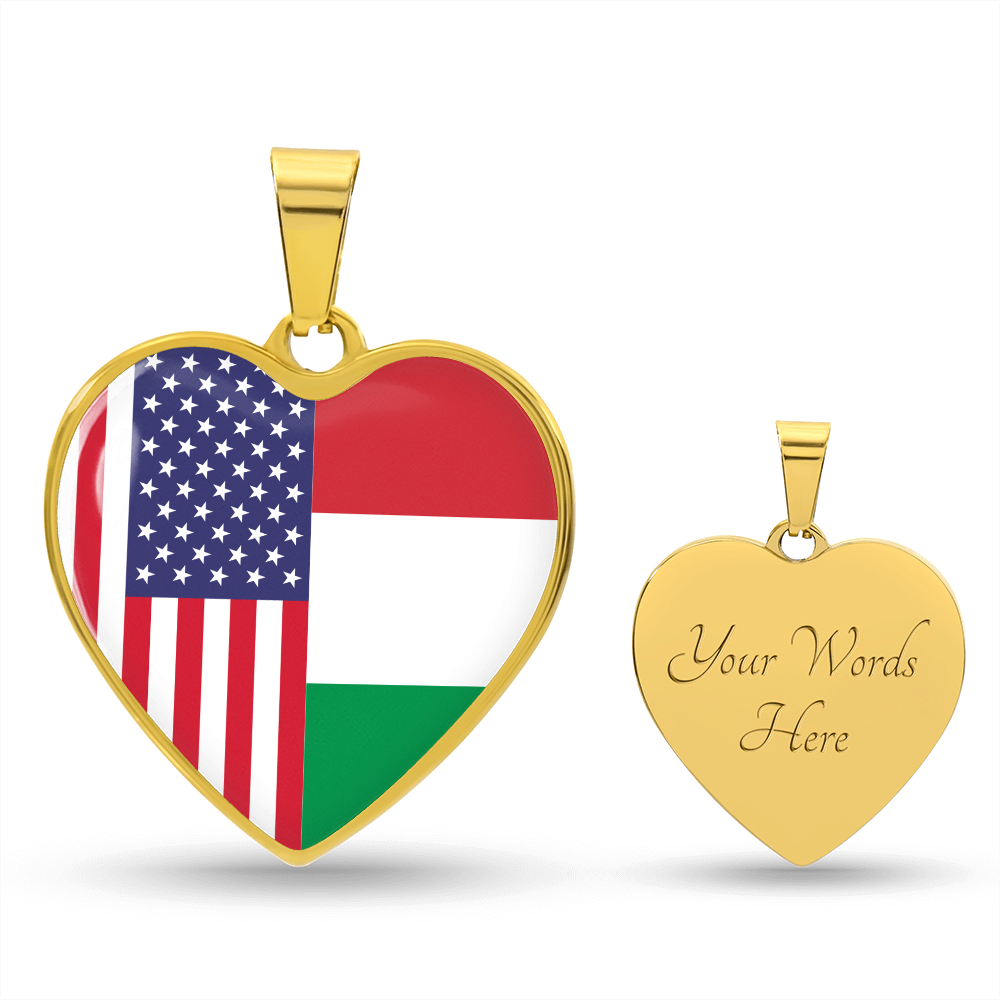 2 Flag Custom Heart Shaped Pendant Necklace